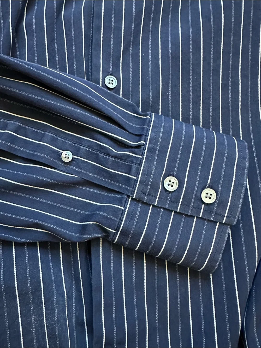 Banana Republic Men’s 17 1/2 XL Blue White Stripe Stretch Dress Shirt